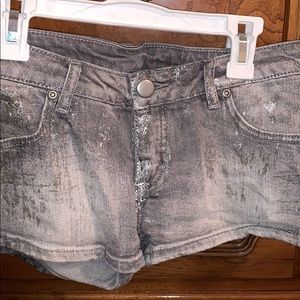 Metallic jean shorts